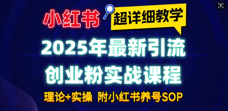 2025年最新小红书引流创业粉实战课程【超详细教学】小白轻松上手，月入1W+，附小红书养号SOP|艾一资源