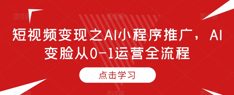 短视频变现之AI小程序推广，AI变脸从0-1运营全流程|艾一资源