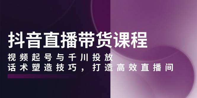 （13848期）抖音直播带货课程，视频起号与千川投放，话术塑造技巧，打造高效直播间|艾一资源