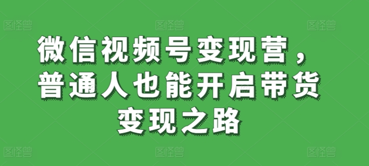 微信视频号变现营，普通人也能开启带货变现之路|艾一资源