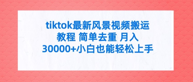 tiktok最新风景视频搬运教程 简单去重 月入3W+小白也能轻松上手【揭秘】|艾一资源